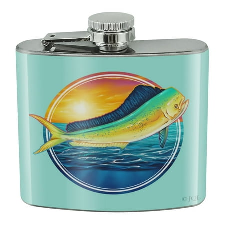 

Mahi-Mahi Dolphinfish Dorado Fishing Deep Sea Sport Stainless Steel 5oz Hip Drink Kidney Flask