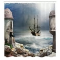 thumbnail image 3 of Ambesonne Ocean Shower Curtain, Pirate Merchant Ship, 69"Wx84"L, Pale Muave Beige, 3 of 5