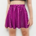 thumbnail image 2 of Girls Shiny Skirts, Stretchy Flared Mini Skater Skirt, High Waist Athletic Dance Skirts Fall Skirts 11Y, 2 of 3