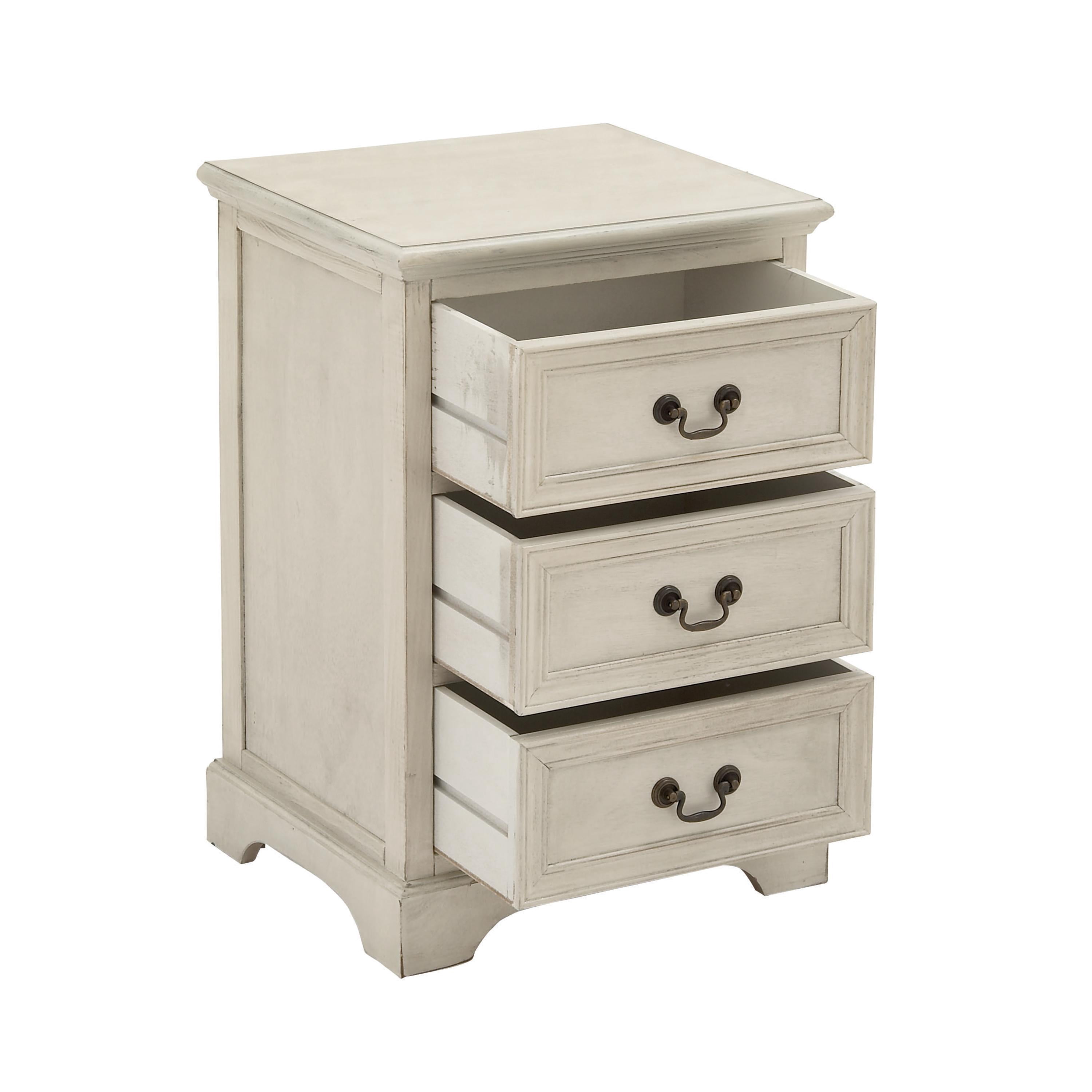 DecMode 17" x 25" Cream Wood 3 Drawer Cabinet, 1-Piece