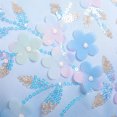 thumbnail image 4 of IBTOM CASTLE Girls Princess Long Sleeve Rainbow Party Tulle Dress 3D Flower Ruffle Mesh Dress Pageant Birthday Smocked Back Wedding Flower Girl Dress Blue, 4 of 7