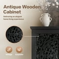 thumbnail image 5 of CQSXDA 55 Inch Tall Storage Cabinet with Drawer, Carved Wood 2-Door Accent Cabinet with Solid Wood Legs for Home, Black, 5 of 10