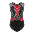 thumbnail image 7 of iiniim Kids Girls Sleeveless Gymnastics Leotard Sparkly Dance Bodysuit Cross Back Shiny Stretchy Ballet Dancewear Red 8, 7 of 7