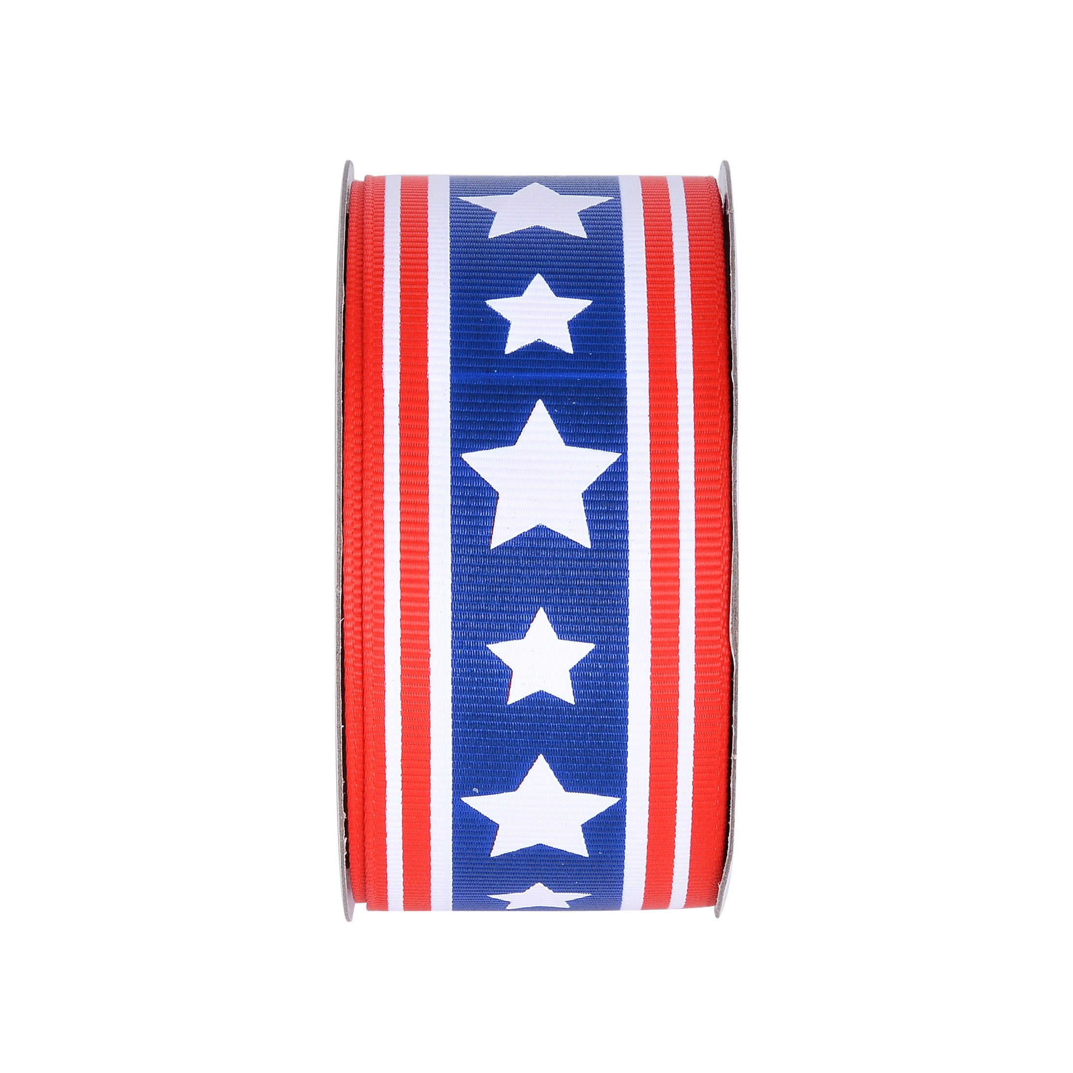 Gwen Studios 1.5" Patriotic Red, White, and Blue Stars and Stripes Grosgrain Ribbon, 3 Yards