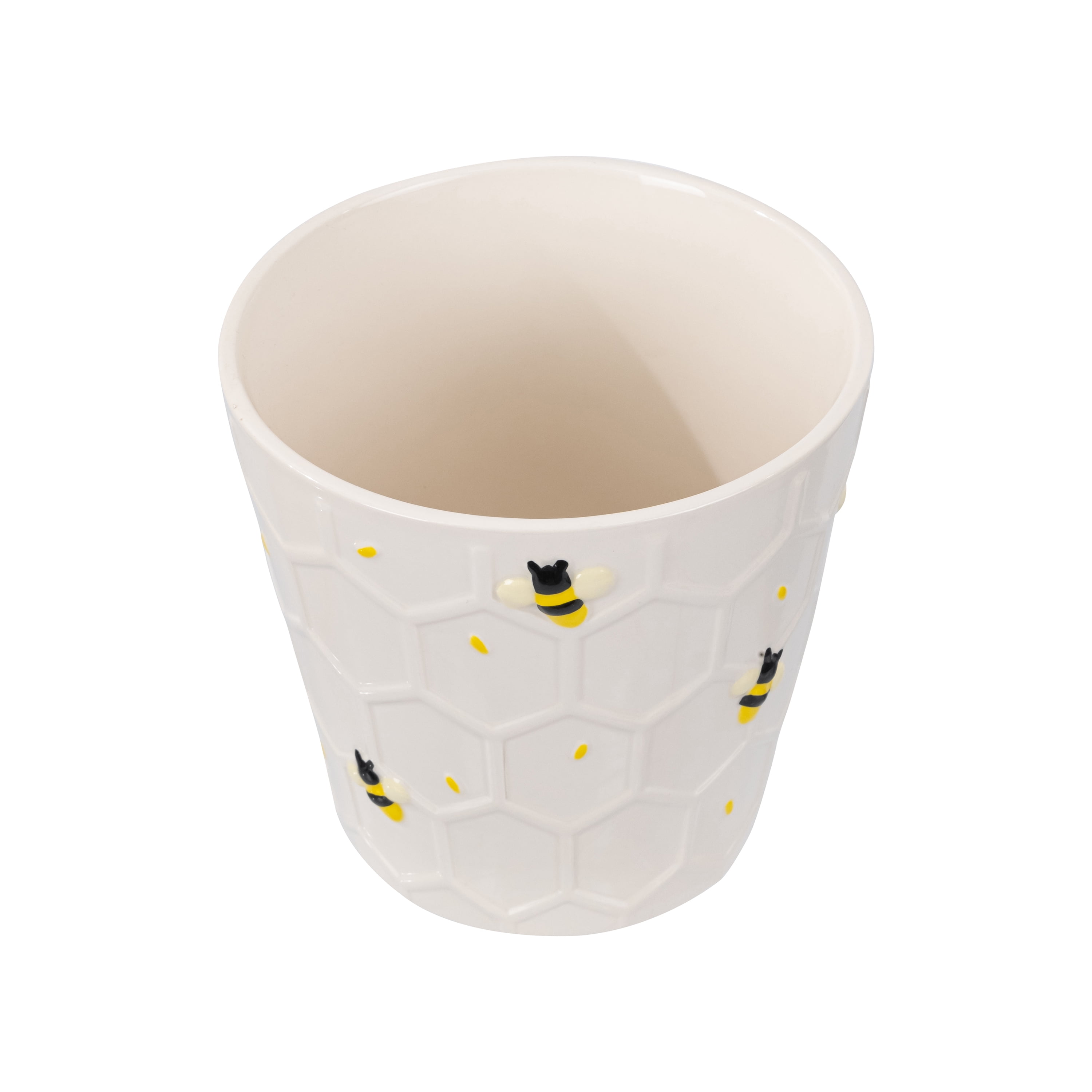Mainstays 6.25" x 6.25" x 6" Round Cream Ceramic Bee Planter