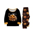 thumbnail image 4 of Anmrize Pyjamas Assortis pour la Famille, Ensemble de Sommeil d'Halloween, Grand Fantôme Citrouille Imprimé sur la Poitrine Citrouille Partout Ensemble de Pyjamas Assortis pour la Famille, Manches Longues Col Ras du Cou Ensemble de Détente 2 Pcs, 9 Ans, 4 of 8