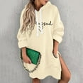 thumbnail image 3 of Robes Grande Taille Robe à Capuche Surdimensionnée Longue Robe Sweat à Capuche avec Poches Robe Grande Taille Jaune Clair L, 3 of 3