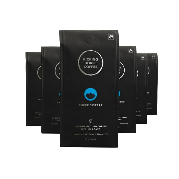 Three Sisters, Kicking Horse Coffee, Medium Roast, Ground, 10 oz Bag (Pack of 6)