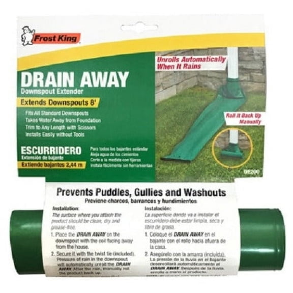 Frost King DE300 12' ft x 7" Green Plastic Flexible Roll Out Downspout Extender - Quantity of 4