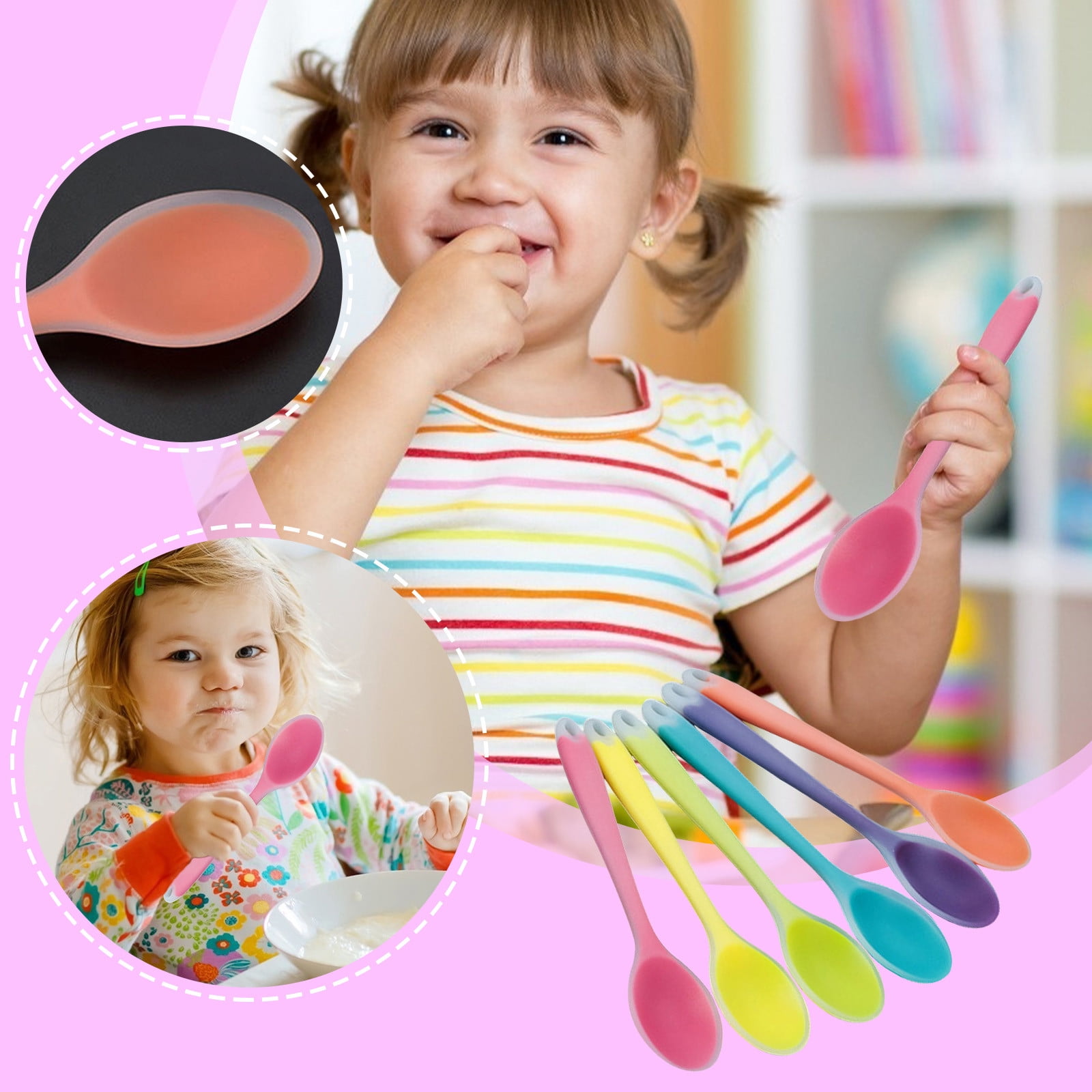 Table Spoons For Eating,Soup Spoons,4pc Children's Silicone Spoon, Baby  Silicone Spoon, Maternal And Infant Food Supplement Spoon A