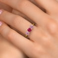 thumbnail image 4 of Gem Stone King 10K Yellow Gold Red Ruby and Pink Lab Grown Diamond Engagement Ring for Women | 1.55 Cttw | Round 5MM | Gemstone July Birthstone | Size 5, 4 of 6