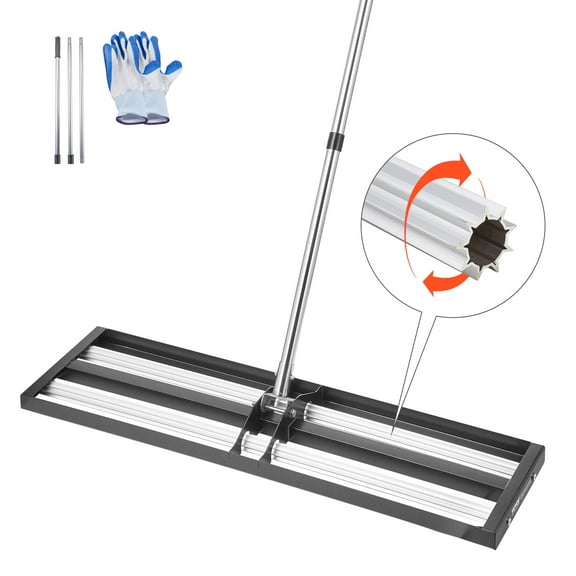VEVOR Updated Lawn Leveling Rake with Roller, 36" x 10" Stainless Steel Lawn Leveler with 83.9" Adjustable Handle, Heavy Duty Yard Leveling Rake, Effort Saving Lawn Leveling Tool