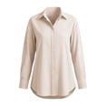 thumbnail image 2 of Bosfbaoi Long Sleeve Shirts for Women Vertical Striped Lapel Collar Drop Shoulder Long Sleeve Womens Tops Oversized Button Down Shirts, 2 of 9