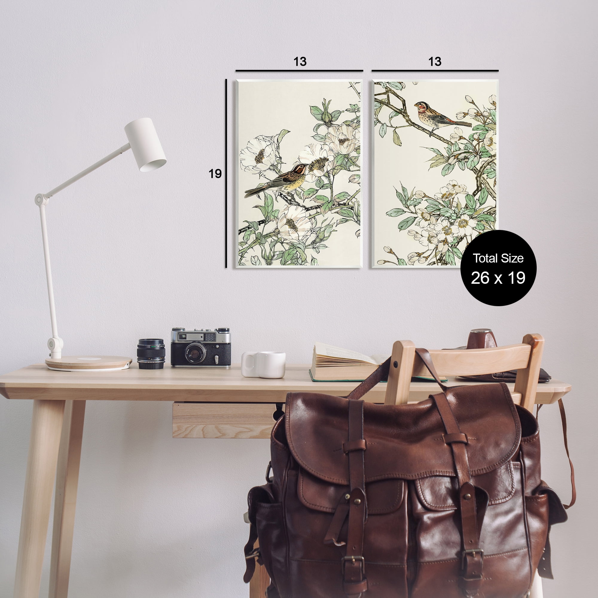 Stupell Industries Classic Sparrow on Blossoms Animals & Insects Painting Unframed Art Print Wall Art, 13 x 19, Set of 2