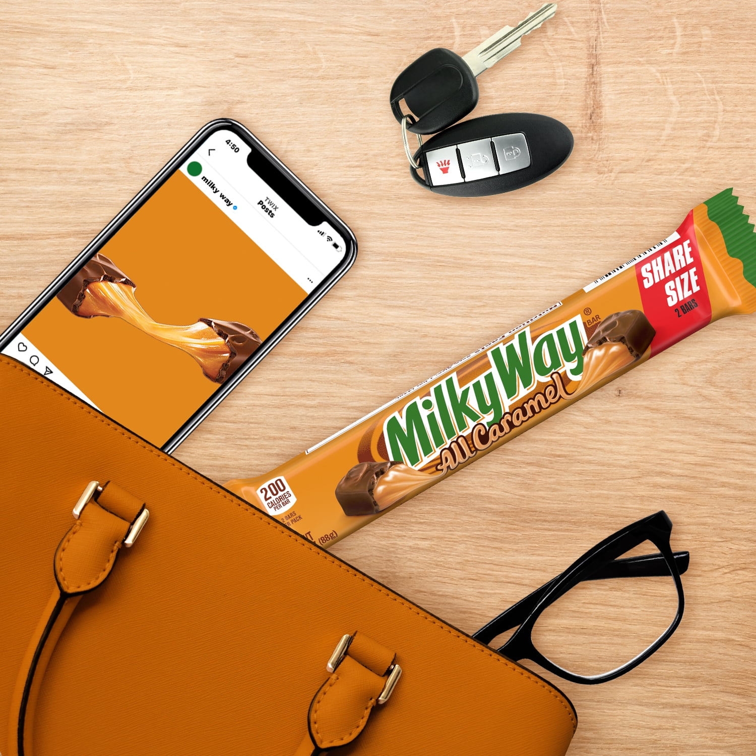 Milky Way All Caramel Milk Chocolate Bar, Share Size - 3.11 oz Pack