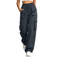 thumbnail image 3 of Mineart Women Solid Cargo Pants Casual Quick Dry Trousers with Elastic Drawstring Waist and Drawstring Hem Multi Pockets Button Trim for Outdoor Hiking, 3 of 9