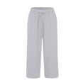 thumbnail image 6 of RPVATI Capris for Women Casual with Pockets Drawstring Women Pants Elastic Waist Straight Wide Legged Pants Ladies Solid Pants 2024 Light Gray M, 6 of 7