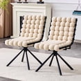 thumbnail image 1 of Silla giratoria de respaldo de bola tufted con piernas de metal de oro, silla elegante sin brazos para oficina en el hogar, dormitorio, 1 of 5