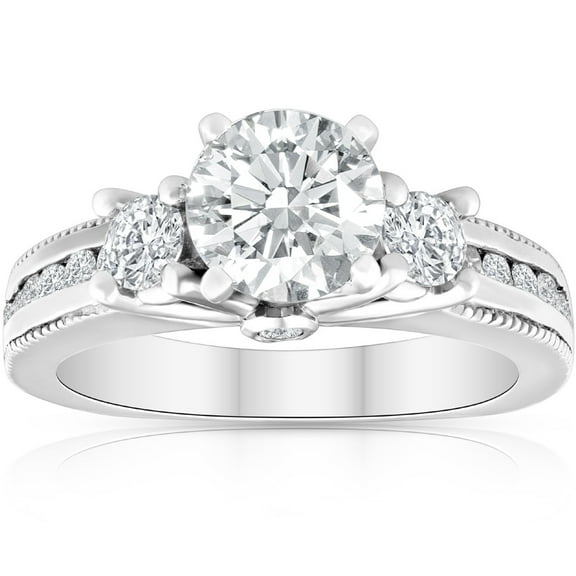 Edge Jewel Elegant 2 Ct Round Cut Lab Created Diamond Ring - 14K White Gold Over Setting - Unique Engagement Ring for Her - Perfect Birthday or Anniversary Gift - Timeless Style for Women's