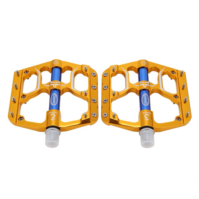 Pedal de bicicleta Pedales de rodamiento de aleación de aluminio livianos para bicicleta (oro)