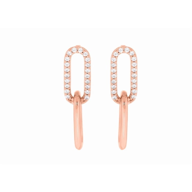 KEEVA JEWELS Or Rose 18K 0,16 Carat F-G/VS Diamant Rond de Laboratoire Trombone Pendante