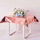Efavormart 50"x50" Metallic Foil Square Tablecloth, Disposable Table Cover - Rose Gold Blush for ...