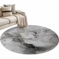 thumbnail image 2 of Grey Ombre Marble Round Rugs 3ft, Gray Marble Crack Abstract Modern Non Slip Washable Rug Runner, Low Pile Indoor Floor Carpet Mat Bathroom Rugs for Living Room, Bedroom, Kids Room, 2 of 9