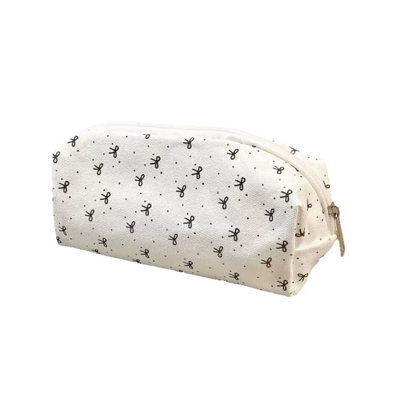 Pencil Pouch Makeup Brush Bag - Versatile Cloth Organizer for Travel & Home - Ideal for Cosmetics, Toiletries, Jewelry & Small Essentials,White