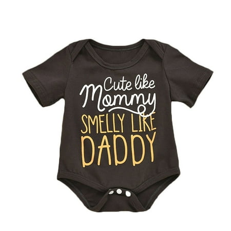 

Newborn Infant Baby Boys Girls Letter Print Short Sleeve Jumpsuit Clothes Bodysuit