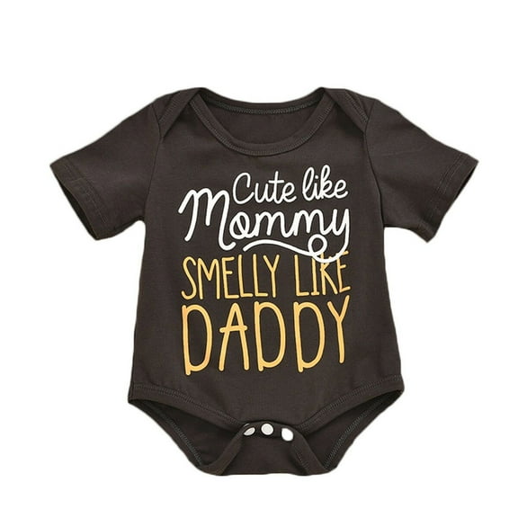 Fesfesfes Newborn Infant Onesie Baby Boys Girls Letter Print Short Sleeve Romper Clothes Bodysuit Under 10$