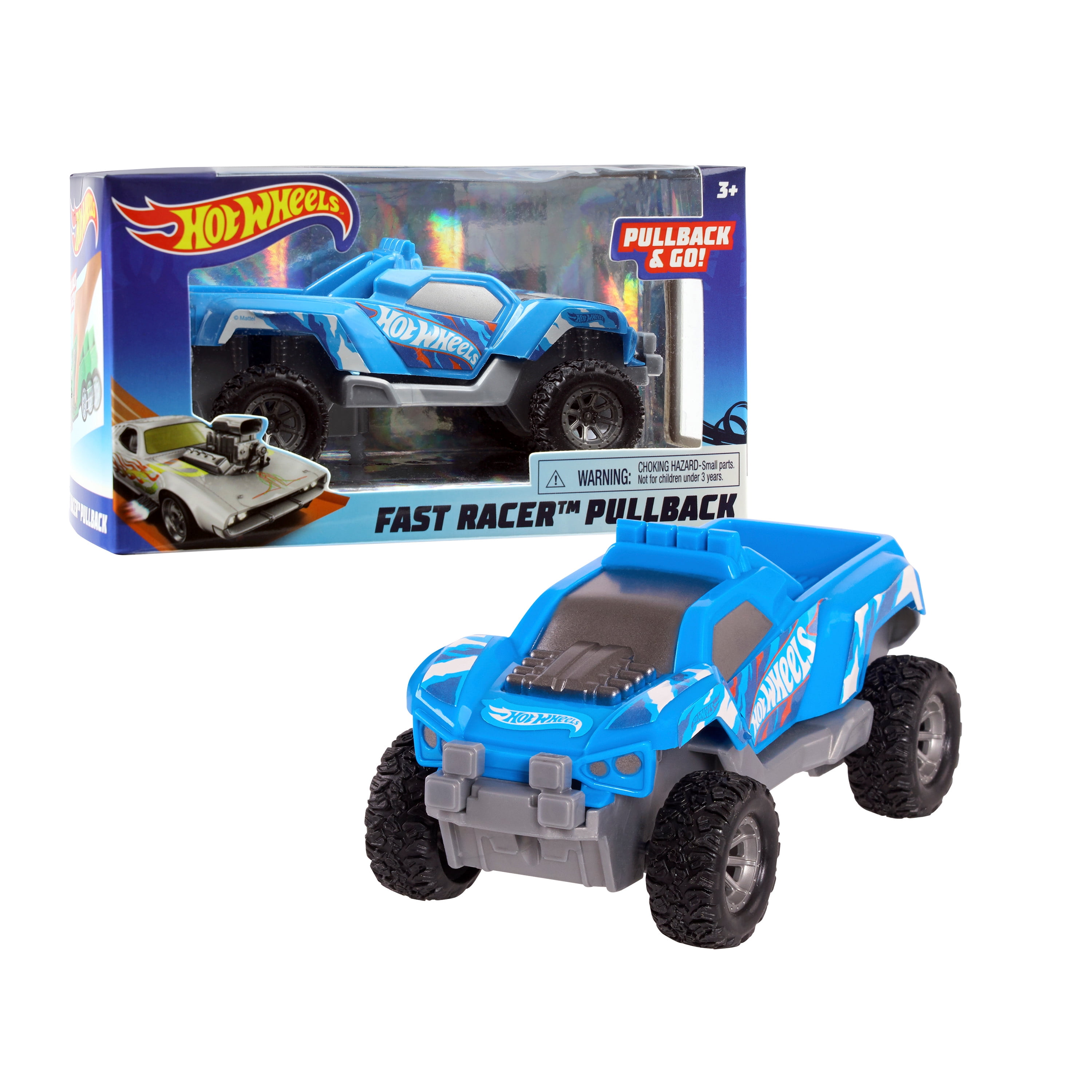 Hot Wheels Pull Back Racers Blue Dawgzilla, Kids Toys for Ages 3 Up