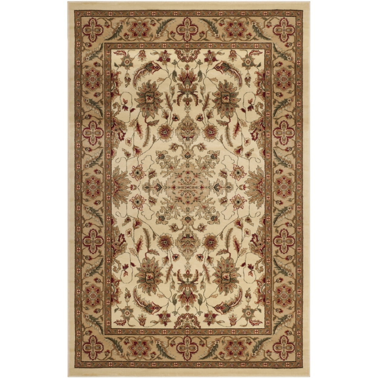 SAFAVIEH Lyndhurst Nadia Floral Border Runner Rug, Ivory/Tan, 2'3" x 16'