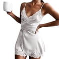 thumbnail image 4 of Summer Sales Under $6 CNJKEHIUV Ladies Stretch Satin Nightdress Home Pajamas for Women 3XL, 4 of 9