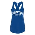thumbnail image 2 of Wild Bobby Vintage Movie Quote Santa! I Know Him Women Racerback Tank Top, Royal, Medium, 2 of 6