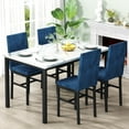 thumbnail image 2 of Baxluxe Dining Table Set for 4, Modern 5 Piece Dining Table Set, Faux Marble Kitchen Table and 4 Velvet Upholstered Chairs for Apartments, Dining Rooms, Small Spaces,，Blue + White, 2 of 8
