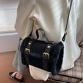 thumbnail image 3 of Minnieouse Bolso pequeño cuadrado espacioso y a la moda para mujer, bolso pequeño de felpa de cordero para ocio, otoño e invierno Bolsas de mensajero y de hombro marrón, 3 of 6