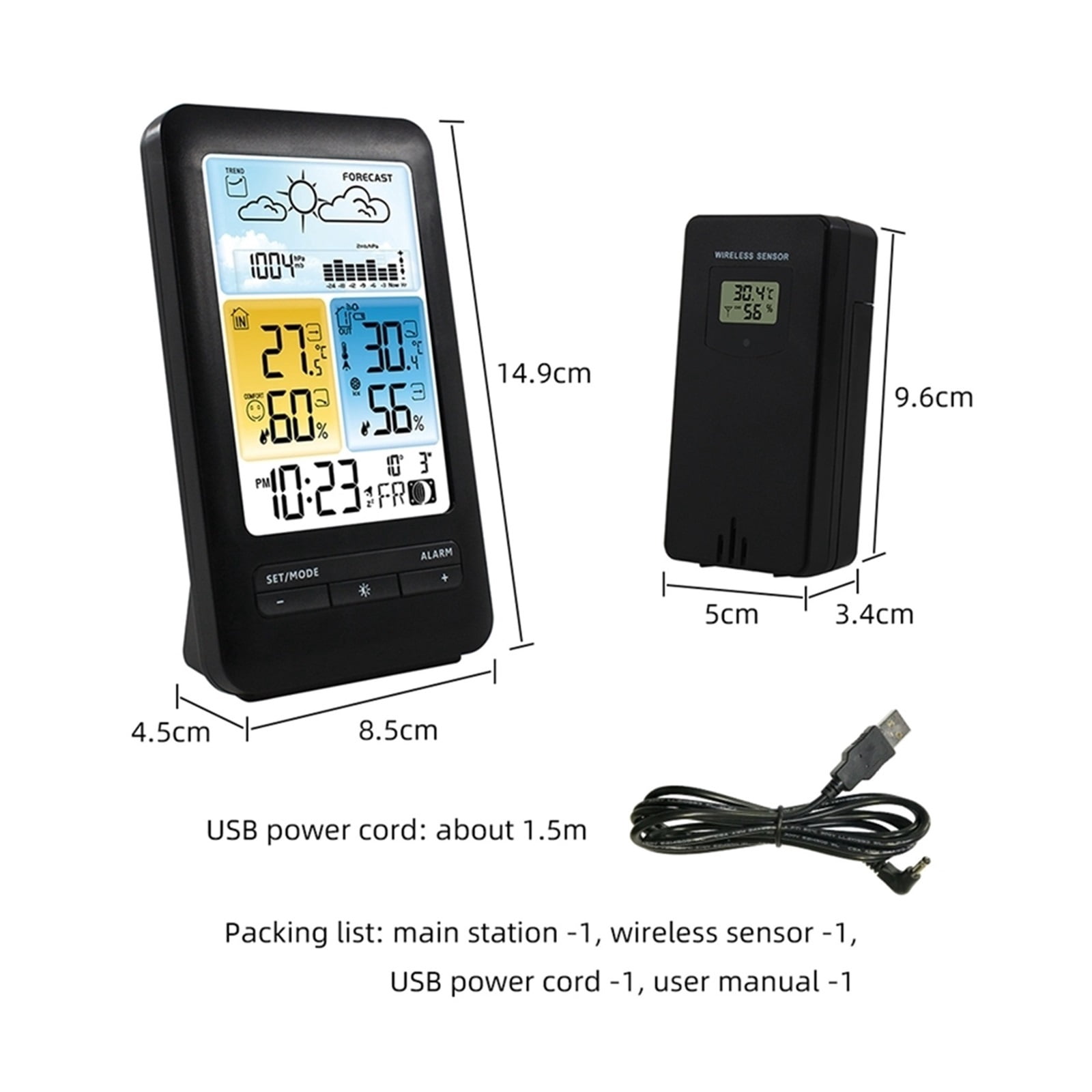 Wireless Digital LCD Weather Station Thermometer Hygrometer Table Electronic Barometer