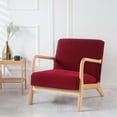 thumbnail image 3 of SUNICOL Stretch Armchair Slipcover with Zipper, Jacquard Spandex Wood Arm Chair Cover Protector, Elastic Removable Accent & Dining Chair Covers for Living Room, Home Decor, Wine Red, 3 of 8