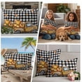 thumbnail image 5 of Yellow Truck Fall Outdoor Waterproof Pillow Covers, Thanksgiving Pumpkins Black Check Decorative Square Throw Pillowcase Sofa Cushion Sham for Patio/Couch/Chair, 16"x16" 2 Pack, 5 of 8