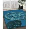 thumbnail image 2 of Ahgly Company Indoor Round Patterned Deep Sky Blue Area Rugs, 6' Round, 2 of 6