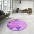 thumbnail image 4 of Ahgly Company Machine Washable Indoor Round Transitional Violet Purple Area Rugs, 7' Round, 4 of 7