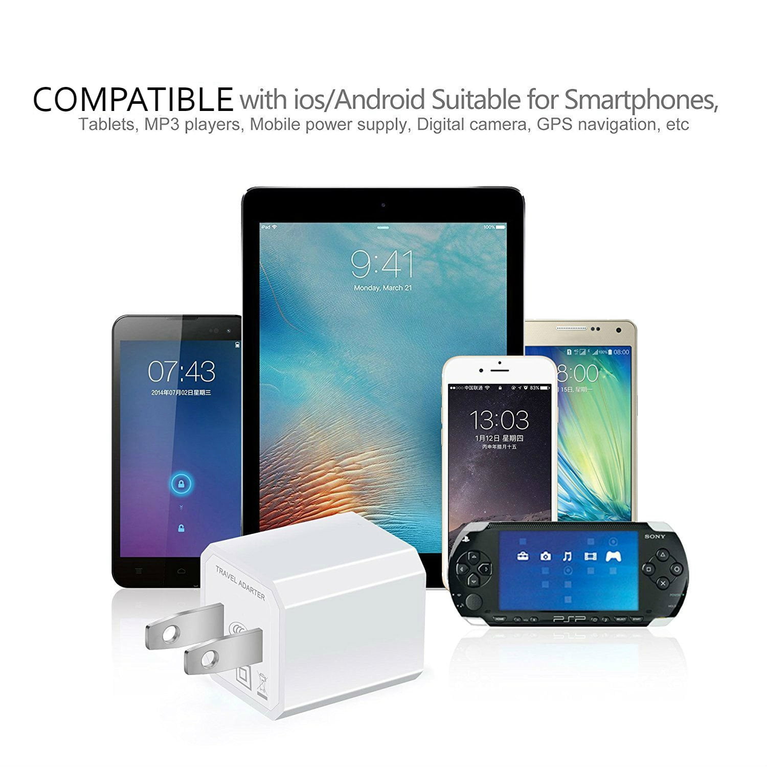 [2-Pack] USB Charger Cubes, Wall Charger Plug, 1A Single Port USB Adapter Power Supply Plug Charging Station Box Base Replacement for iPhone 11 Pro Max/X/8/7/6, iPad, Samsung Phones, White