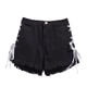thumbnail image 4 of Pantalones cortos de mezclilla para mujer Pantalones cortos sueltos de Jean para niña Pantalones ajustados de cintura alta, Negro, L sidaley AP001242-07B, 4 of 7