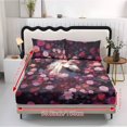 thumbnail image 2 of COEQINE Queen Size Sheet Comfy Bedding Fitted Sheet Non-Slip Snug Fit All Around Elastic Fitted Bottom Bedsheet Holiday Bed Set 3 Pieces Set, Pink Flower Horse, 2 of 5