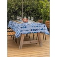 thumbnail image 3 of Outdoor Tablecloth with Umbrella Hole for Patio/Picnic/Party/Camping, Abstract Tribal Arrows Waterproof Table Cloth Rectangle Table Cover Washable, Boho Middle Century Navy Vertical (52"x 70"), 3 of 9