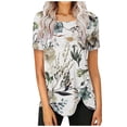 thumbnail image 1 of Qiopertar T-Shirts d'Été Mode Décontractée Col Rond Imprimé Manches Courtes Blouse Confortable pour Femmes Grandes Économies de Vacances! Offres de la Semaine Liquidation, 1 of 4