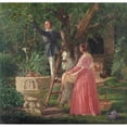 thumbnail image 2 of Jørgen Roed 15x15 Gold Ornate Wood Frame and Double Matted Museum Art Print Titled - The Garden with the Old Font (1850), 2 of 4
