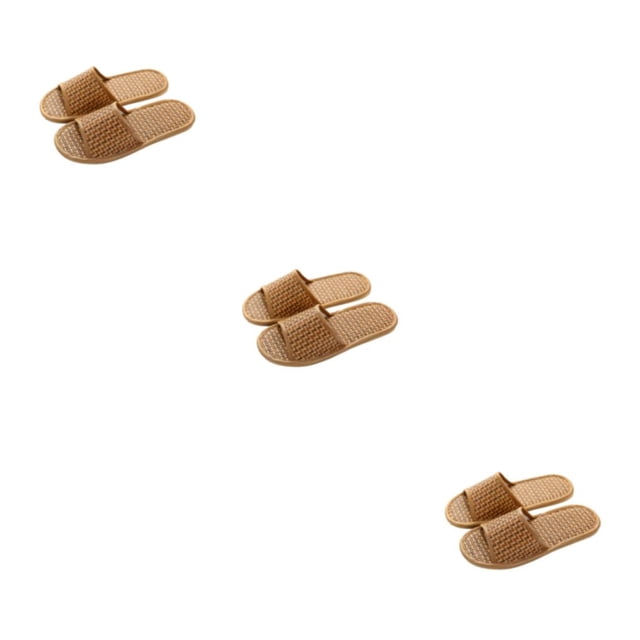 Minnieouse 1 par de pantuflas de casa de bambú para interiores y exteriores para mujeres y hombres, calzado de sandalia con punta abierta de Type7 NO7