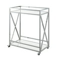 thumbnail image 2 of Convenience Concepts Oxford Chrome Glass Bar Cart with Shelf, Glass/Chrome, 2 of 6