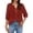 Brick Red, variant on Womens Fashion Seven Quarter Sleeve Solid Cotton Linen Pleated Top Casual Blouse Shirt